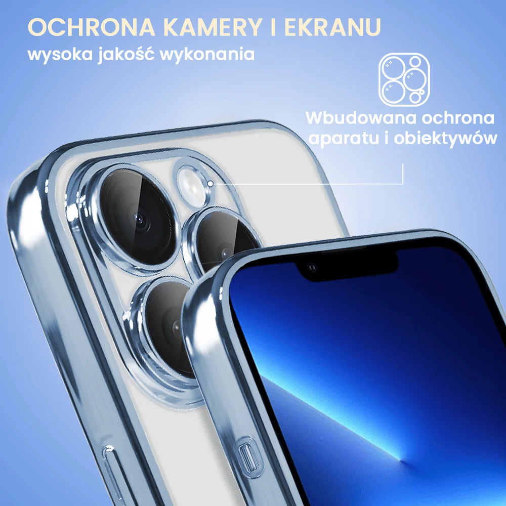 Etui do iPhone 13 Pro Slim Protect Full Cover z osłoną kamery i obiektywów 9H, górski niebieski (OUTLET)