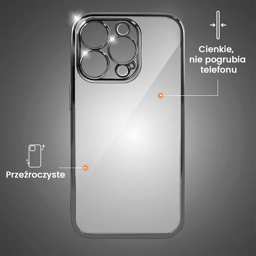 Etui do iPhone 13 Pro Max slim black z osłoną kamery, czarne grafitowe