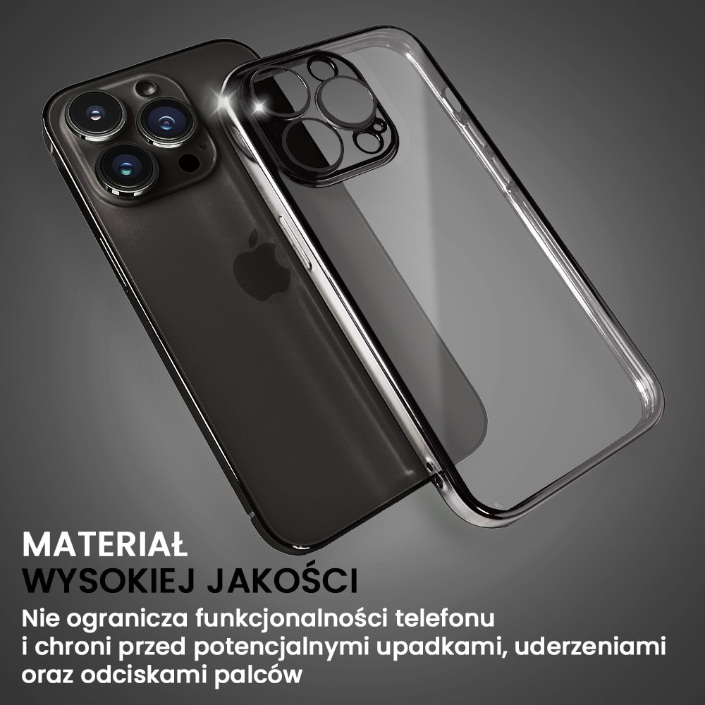 Etui do iPhone 13 Pro Max slim black z osłoną kamery, czarne grafitowe
