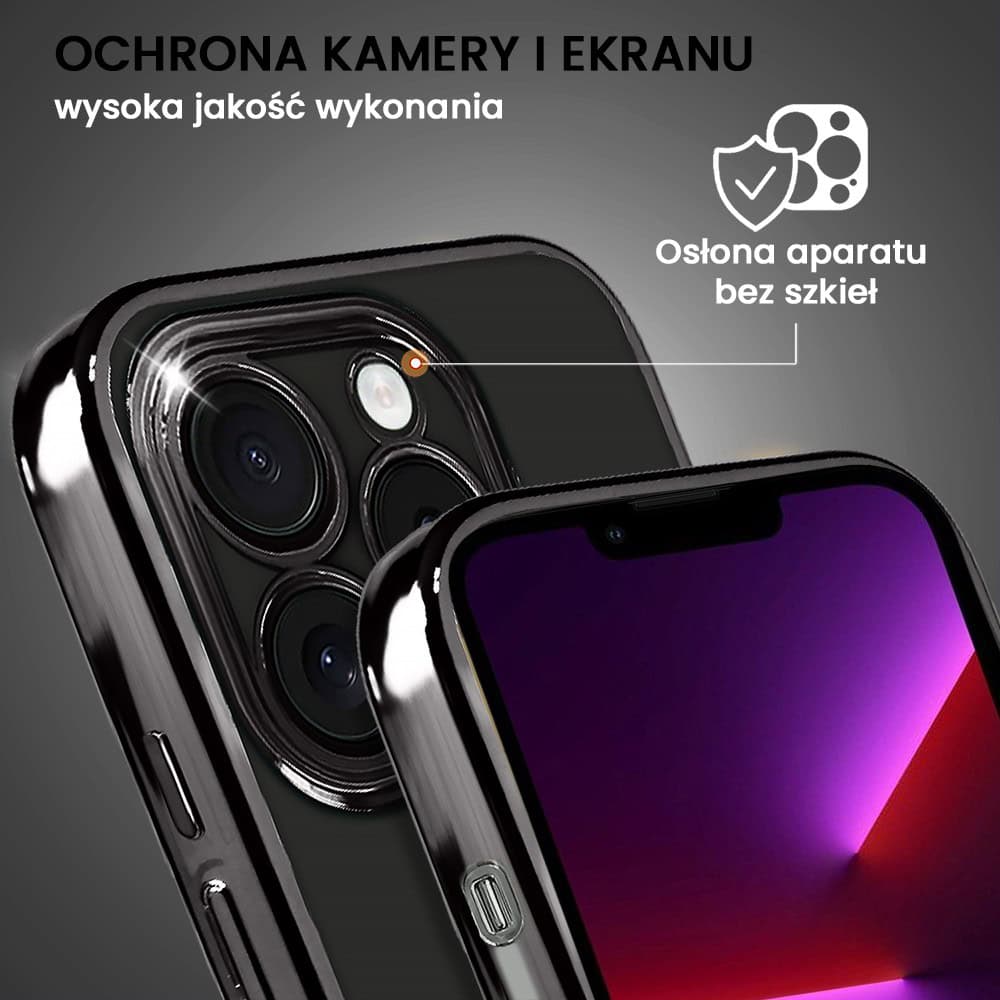 Etui do iPhone 13 Pro Max slim black z osłoną kamery, czarne grafitowe
