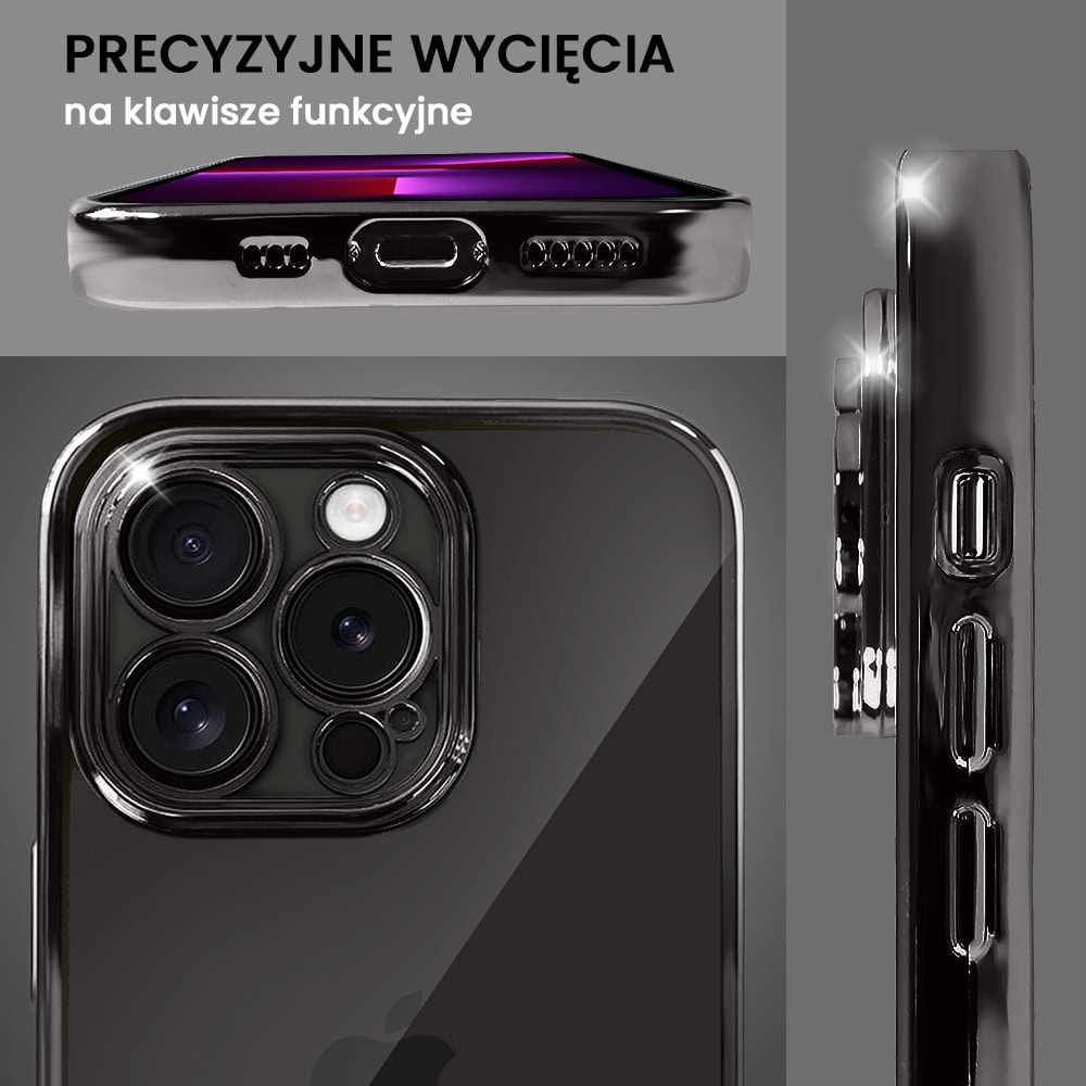 Etui do iPhone 13 Pro Max slim black z osłoną kamery, czarne grafitowe