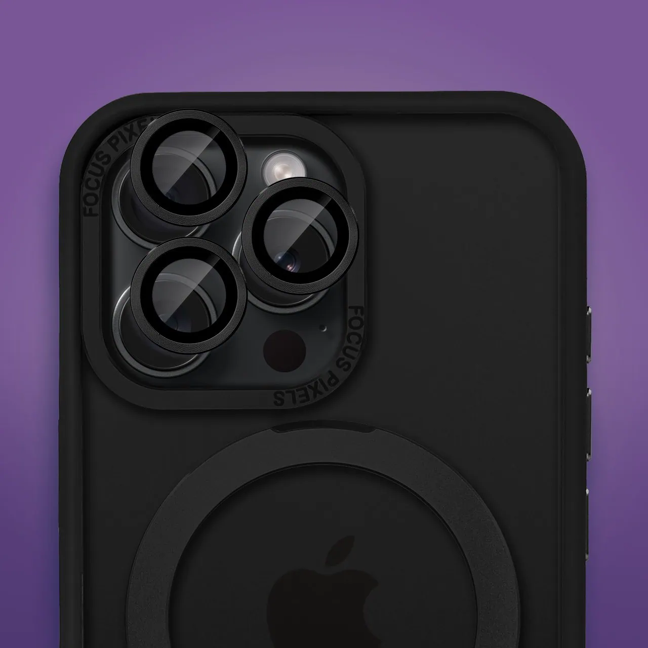 Etui do iPhone 13 Pro Max Metal Cam MagSafe Stand z podstawką, twarde, półprzeźroczyste, czarne