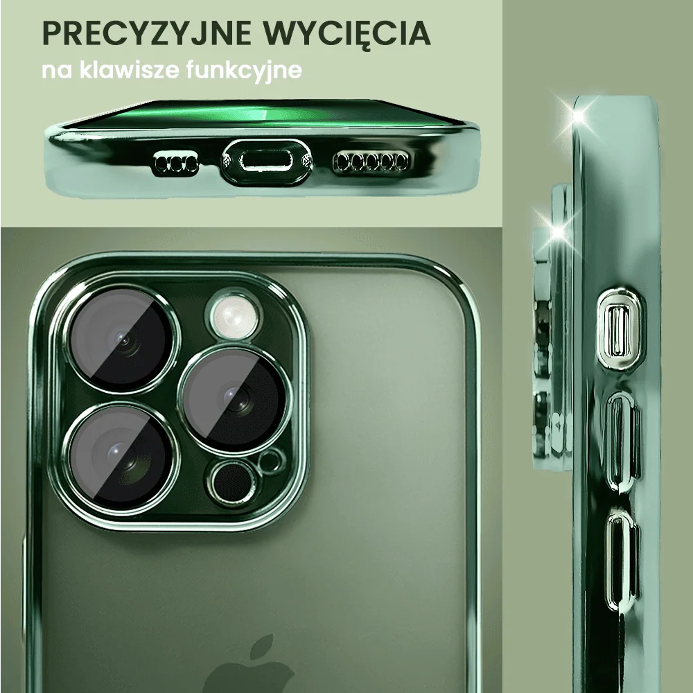 Etui do iPhone 13 Pro Slim Protect Full Cover z osłoną kamery i obiektywów 9H, zielone