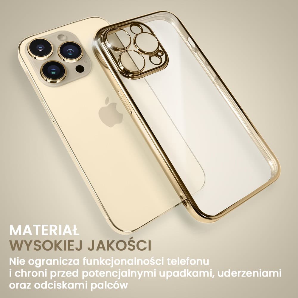 Etui do iPhone 13 Pro Max slim golden z osłoną kamery, złote