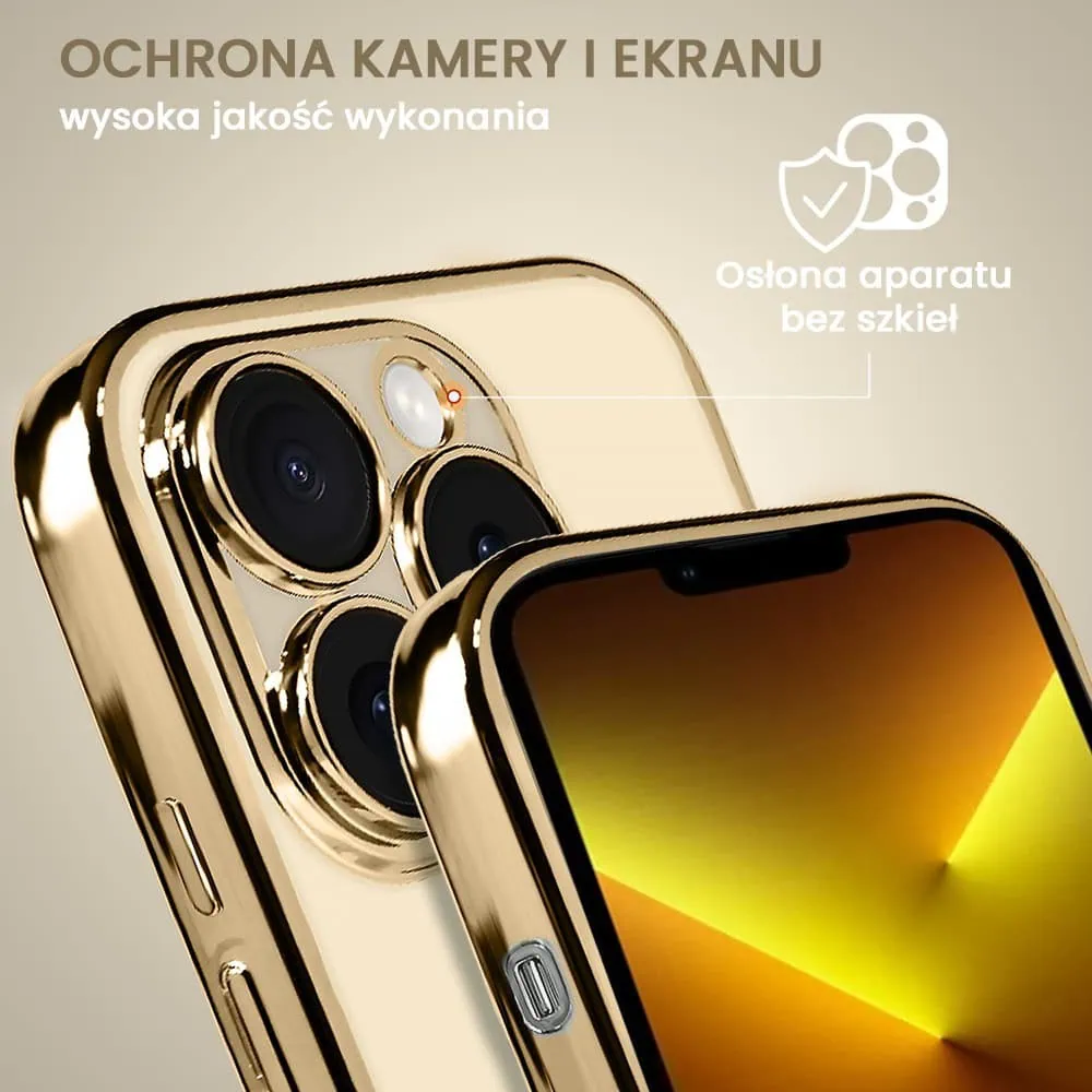 Etui do iPhone 13 Pro Max slim golden z osłoną kamery, złote