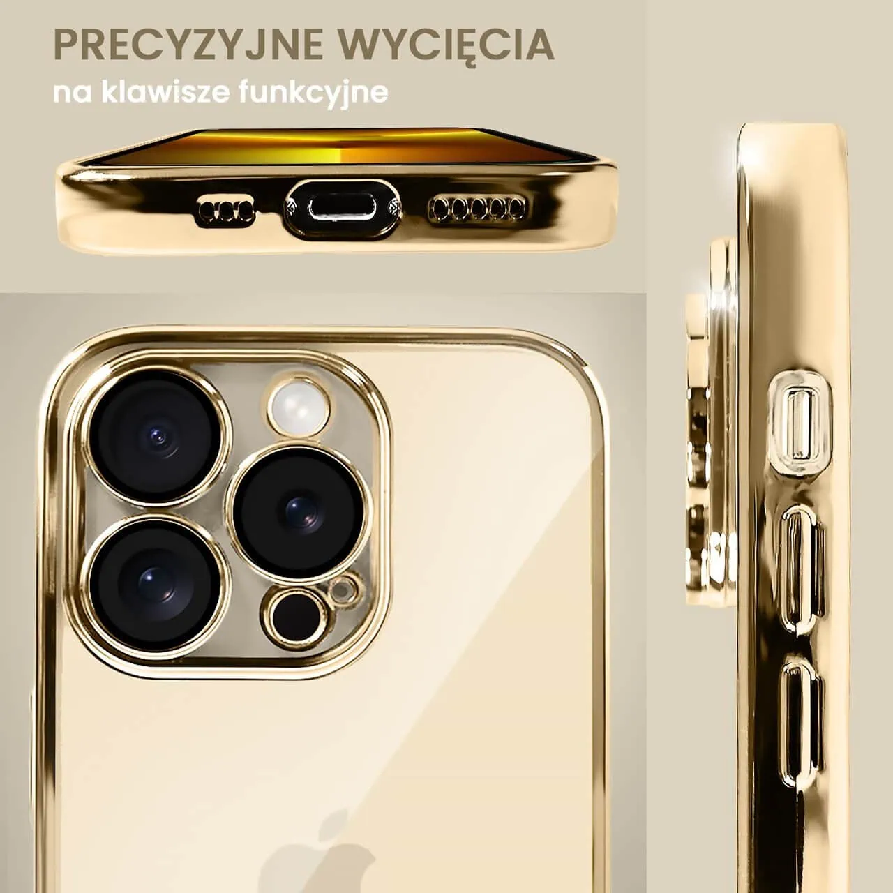 Etui do iPhone 13 Pro Max slim golden z osłoną kamery, złote