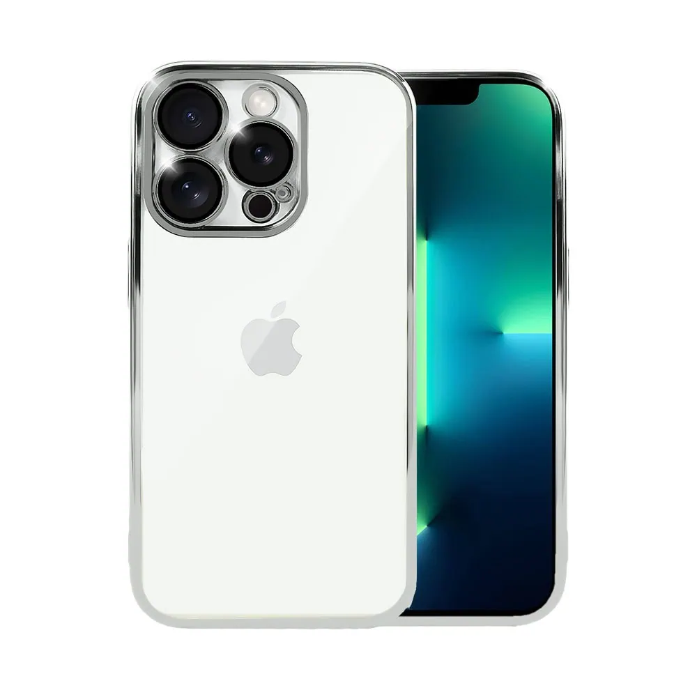 Etui do iPhone 13 Pro Max slim silver z osłoną kamery, srebrne
