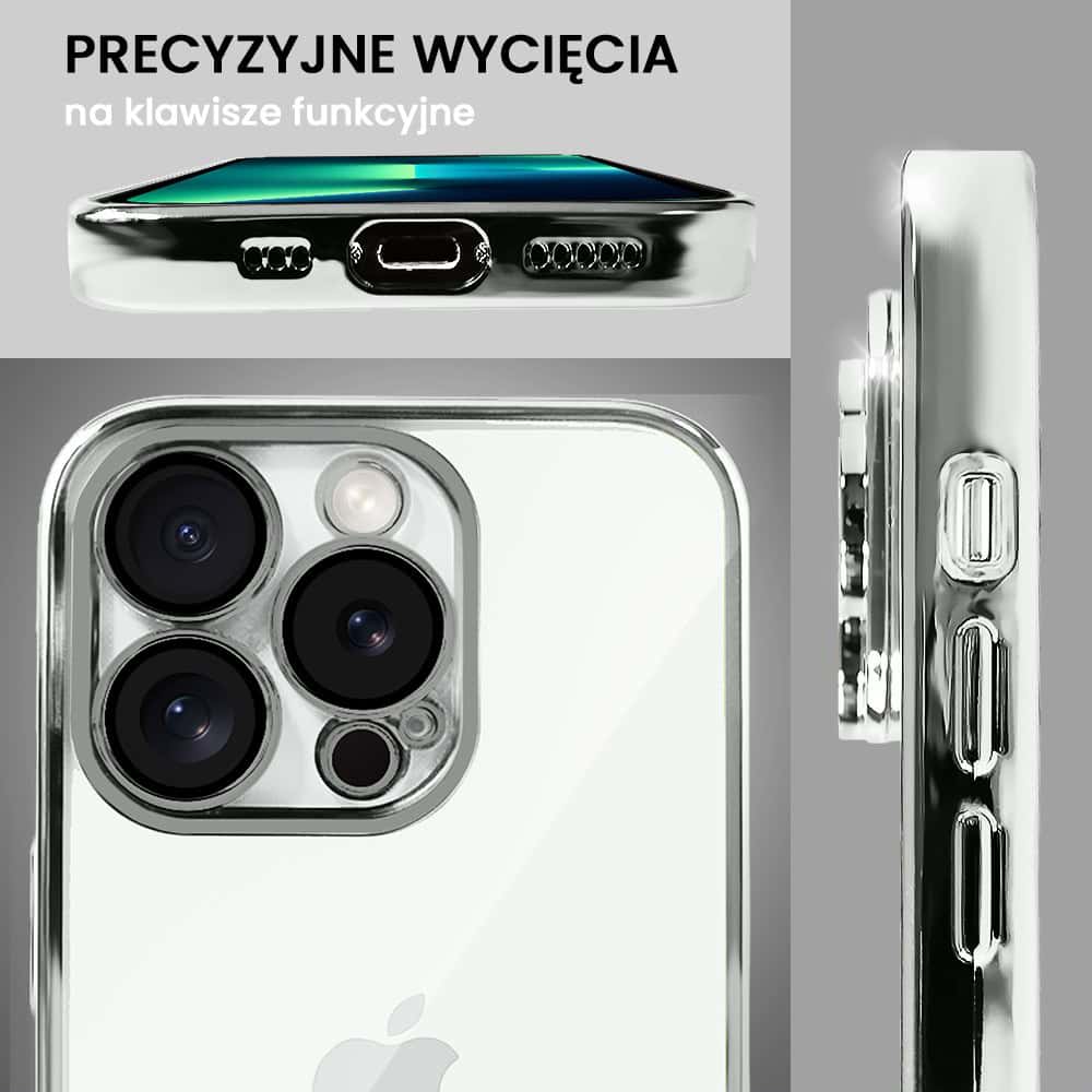 Etui do iPhone 13 Pro Max slim silver z osłoną kamery, srebrne