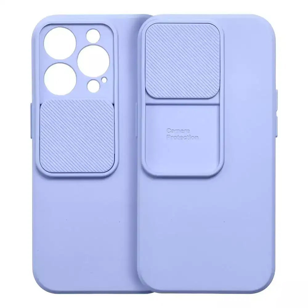 Etui do iPhone 13 Pro Silicone Camera Cover, ruchoma osłona kamery, błękitne
