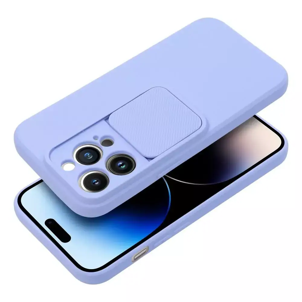 Etui do iPhone 13 Pro Silicone Camera Cover, ruchoma osłona kamery, błękitne