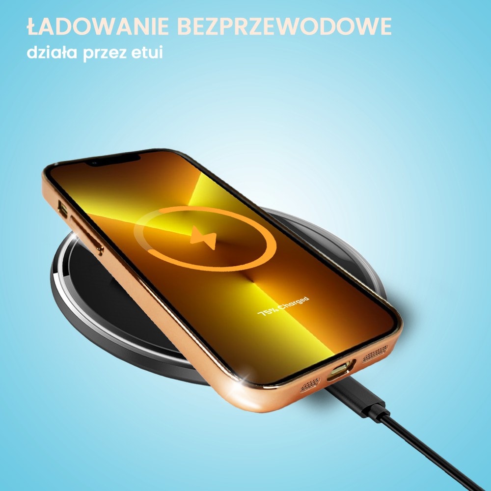 Etui do iPhone 13 Pro Max Slim Protect Full Cover z osłoną kamery i obiektywów 9H, krystaliczny tył, czerwone złoto