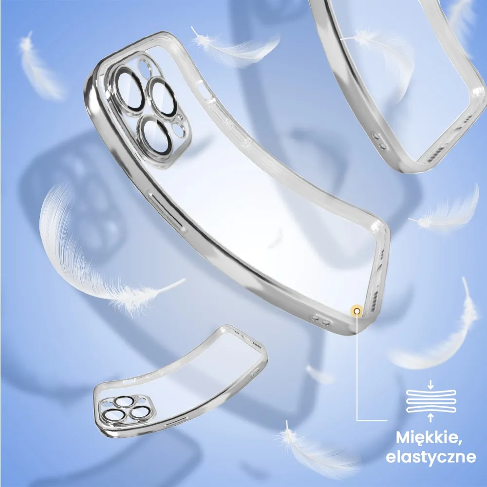 Etui do iPhone 13 Pro Max Slim Protect Full Cover z osłoną kamery i obiektywów 9H, srebrne