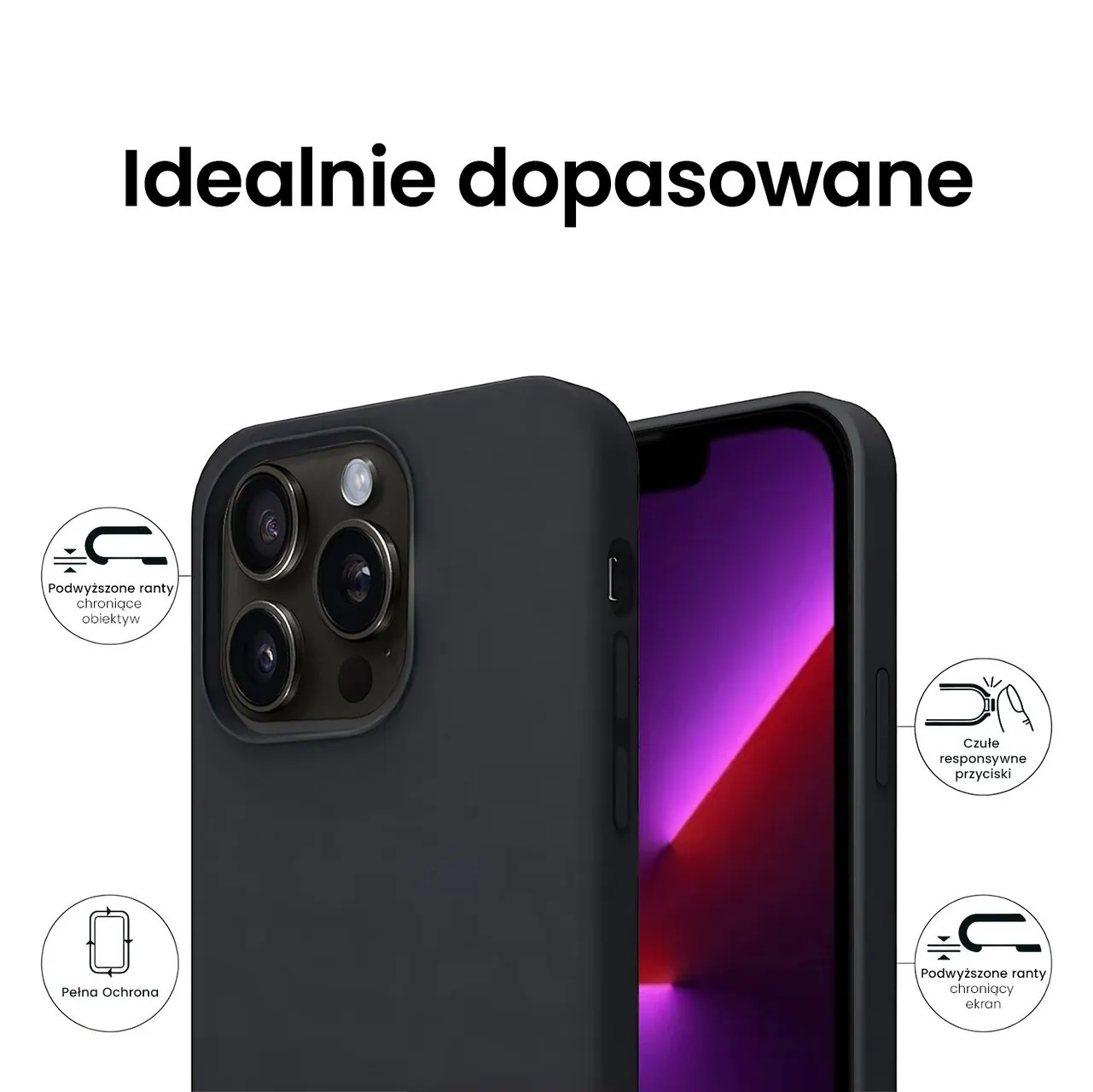 Etui do iPhone 13 Pro Max Soft Lux matowe z mikrofibrą, trójwarstwowa ochrona, czarne