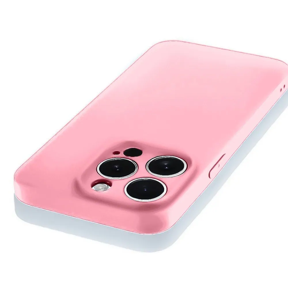Etui do iPhone 13 Pro Max silikonowe z mikrofibrą soft touch z osłoną na aparat, jasny róż