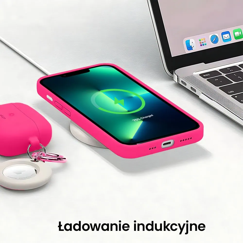 Etui do iPhone 13 Pro silikonowe z mikrofibrą soft touch z osłona na aparat, różowe (OUTLET)