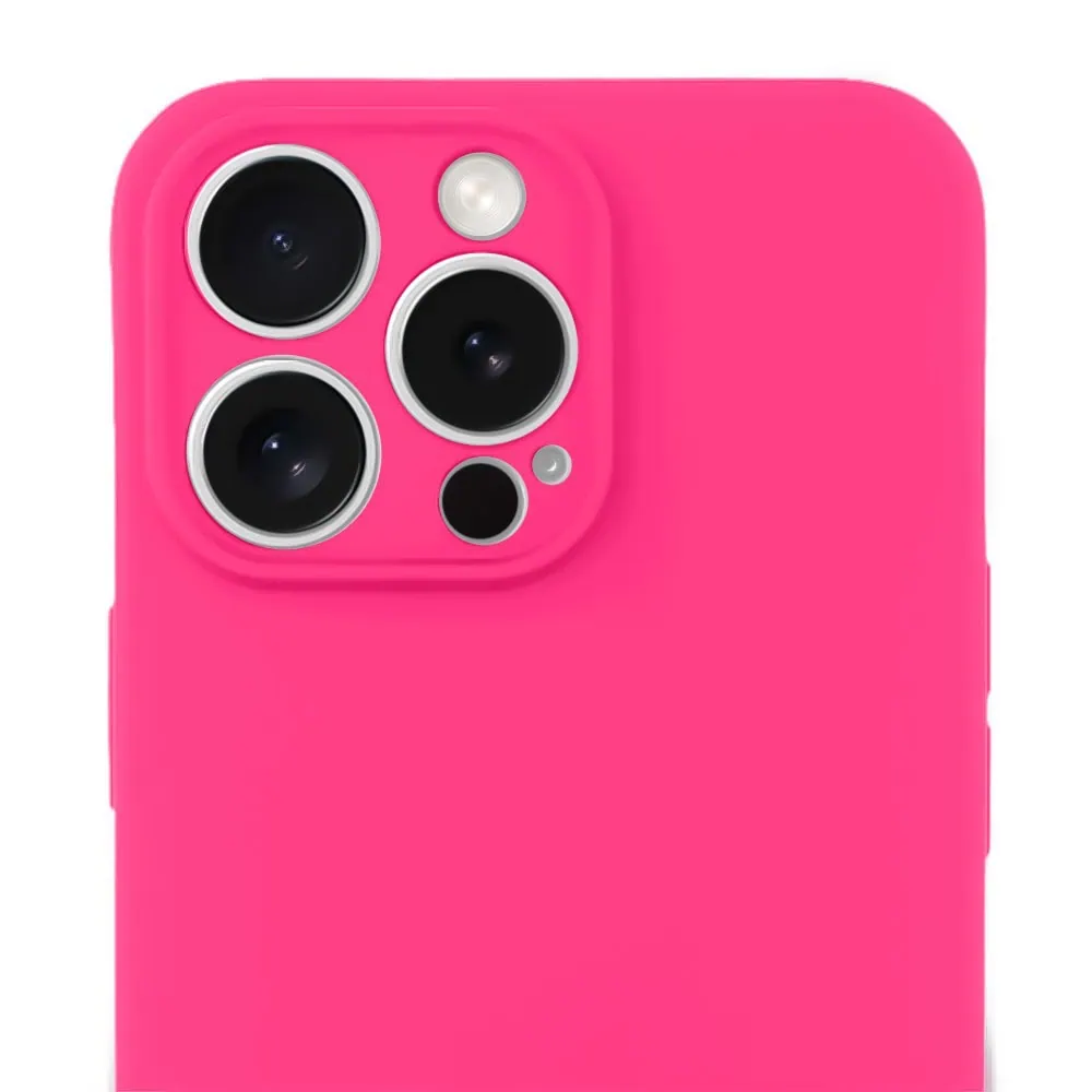 Etui do iPhone 13 Pro silikonowe z mikrofibrą soft touch z osłona na aparat, różowe (OUTLET)