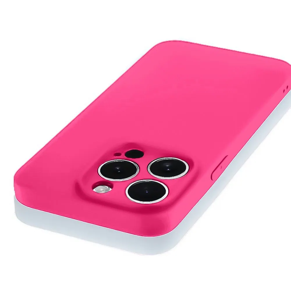 Etui do iPhone 13 Pro silikonowe z mikrofibrą soft touch z osłona na aparat, różowe (OUTLET)