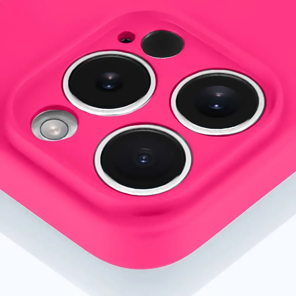 Etui do iPhone 13 Pro silikonowe z mikrofibrą soft touch z osłona na aparat, różowe (OUTLET)