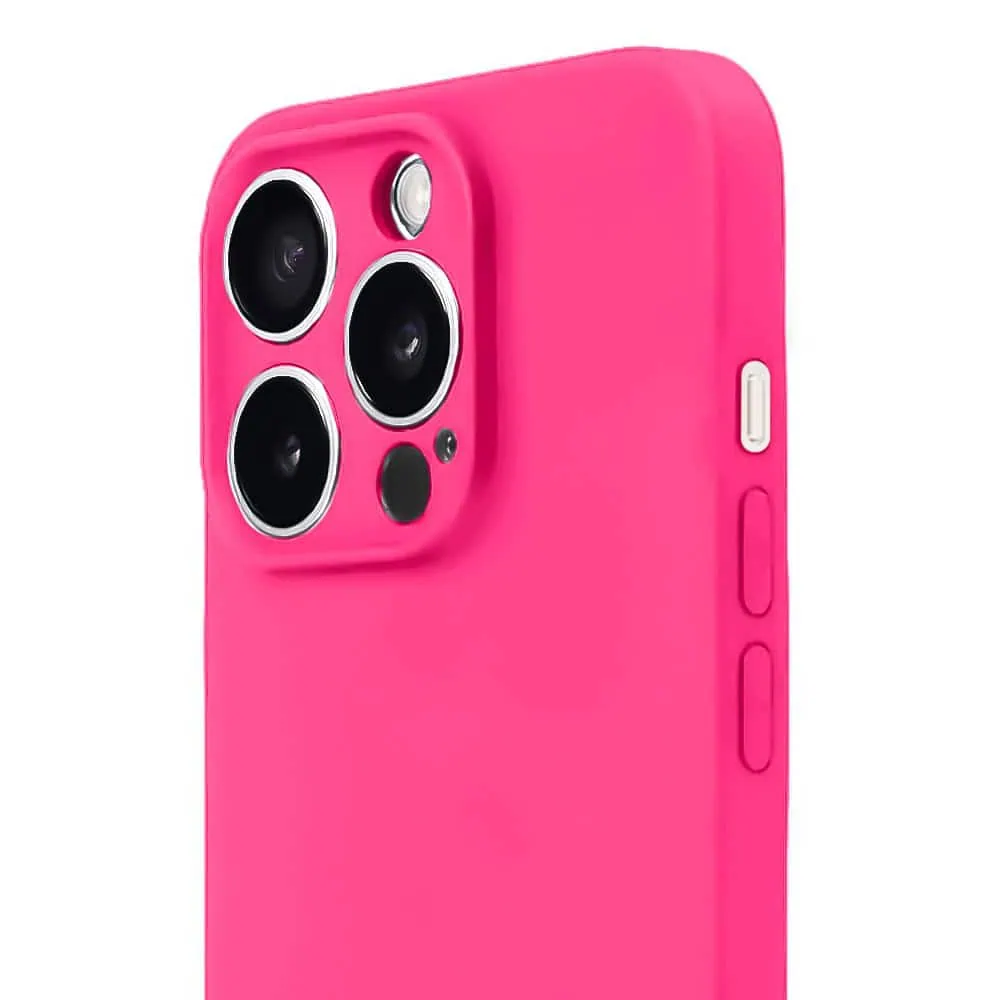 Etui do iPhone 13 Pro silikonowe z mikrofibrą soft touch z osłona na aparat, różowe (OUTLET)