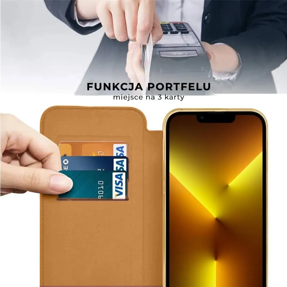 Etui do iPhone 13 Pro Max typu książka Book Magsafe Lens Protect, z klapką, złote (OUTLET)
