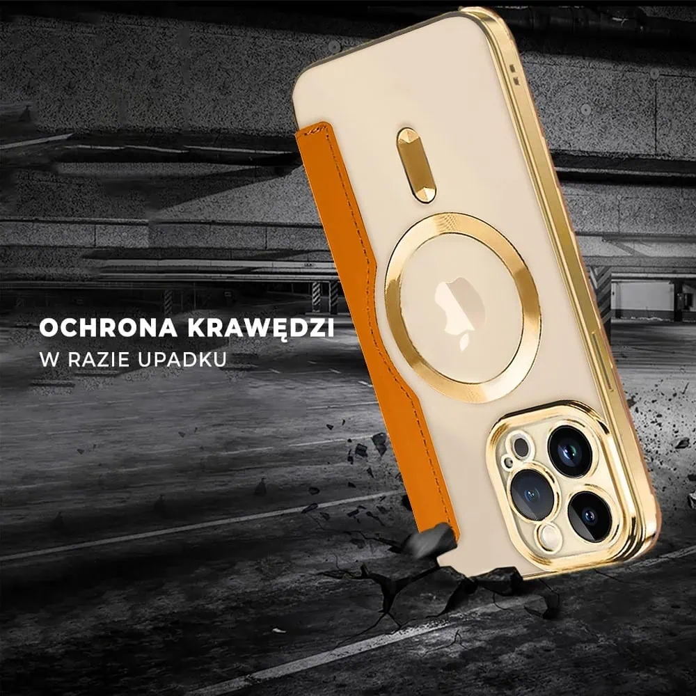 Etui do iPhone 13 Pro Max typu książka Book Magsafe Lens Protect, z klapką, złote (OUTLET)