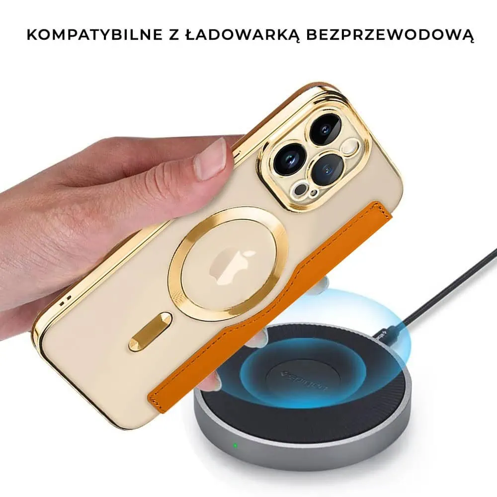Etui do iPhone 13 Pro Max typu książka Book Magsafe Lens Protect, z klapką, złote (OUTLET)