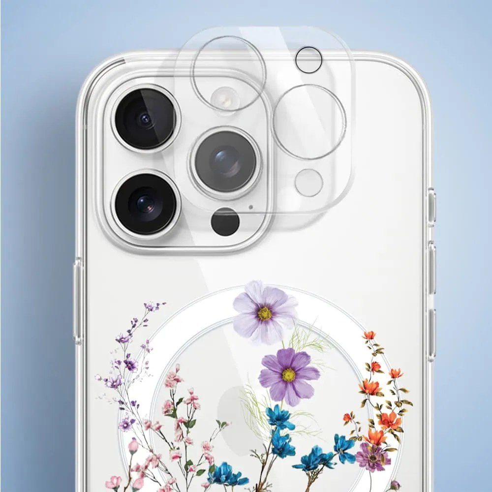 Etui do iPhone 13 Pro z MagSafe, kwiaty różnokolorowe, przeźroczyste