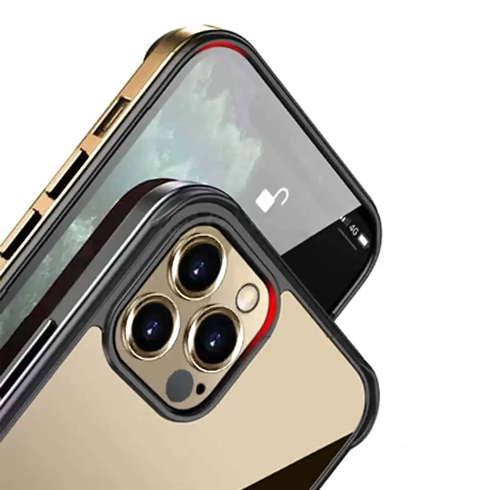Etui do iPhone 13 Pro krystalicznie krystaliczny tył z metalową ramką, trwałe, eleganckie Sulada oryginal, różowe złoto