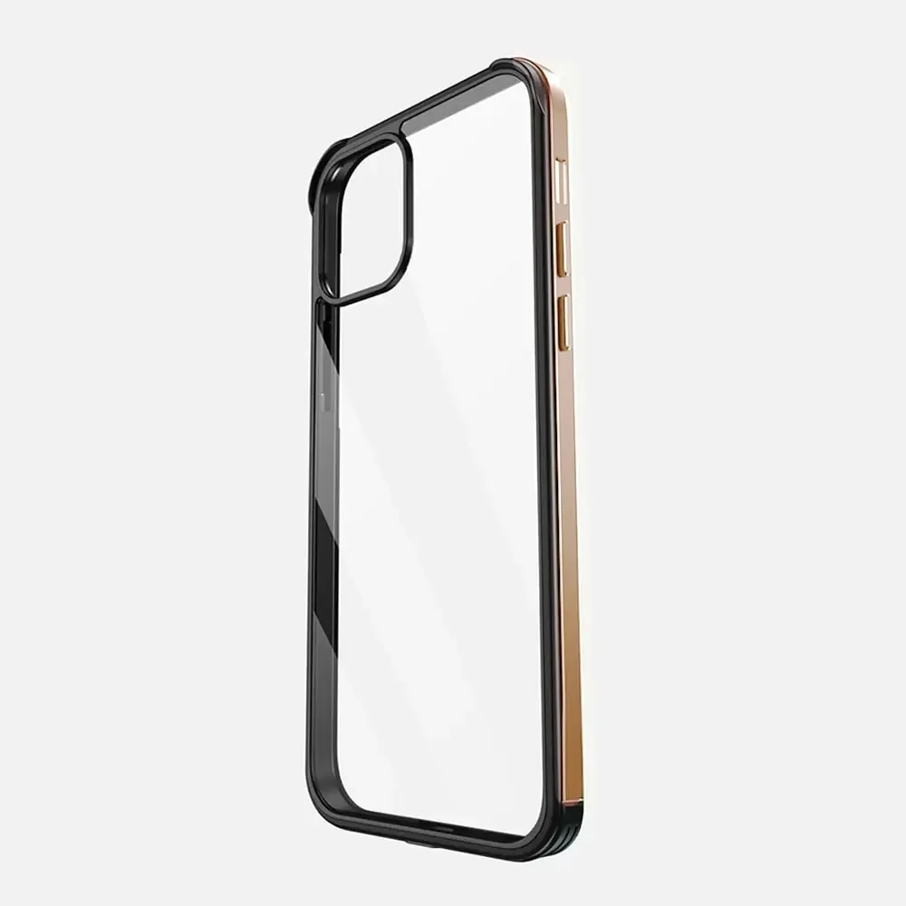 Etui do iPhone 13 Pro krystalicznie krystaliczny tył z metalową ramką, trwałe, eleganckie Sulada oryginal, różowe złoto