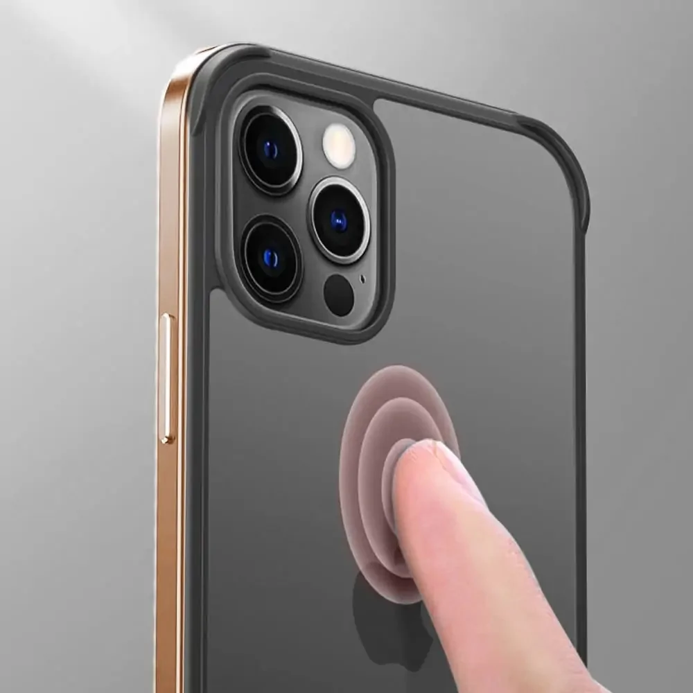 Etui do iPhone 13 Pro krystalicznie krystaliczny tył z metalową ramką, trwałe, eleganckie Sulada oryginal, różowe złoto