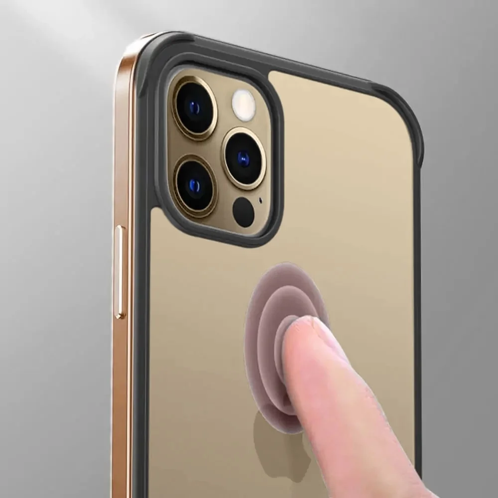 Etui do iPhone 13 Pro krystalicznie krystaliczny tył z metalową ramką, trwałe, eleganckie Sulada oryginal, różowe złoto