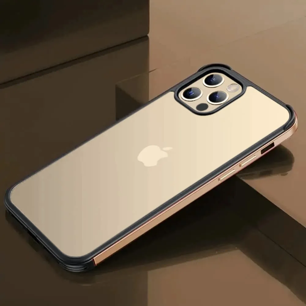 Etui do iPhone 13 Pro krystalicznie krystaliczny tył z metalową ramką, trwałe, eleganckie Sulada oryginal, różowe złoto