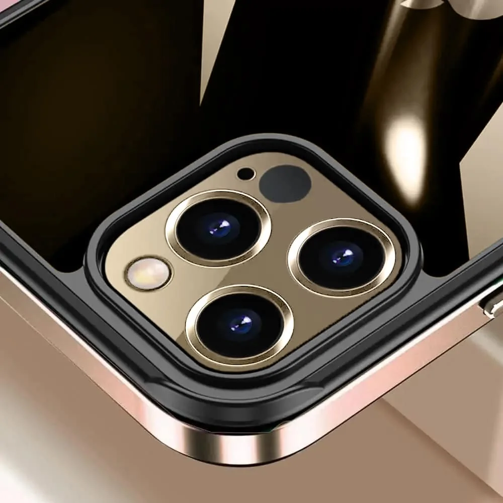 Etui do iPhone 13 Pro krystalicznie krystaliczny tył z metalową ramką, trwałe, eleganckie Sulada oryginal, różowe złoto