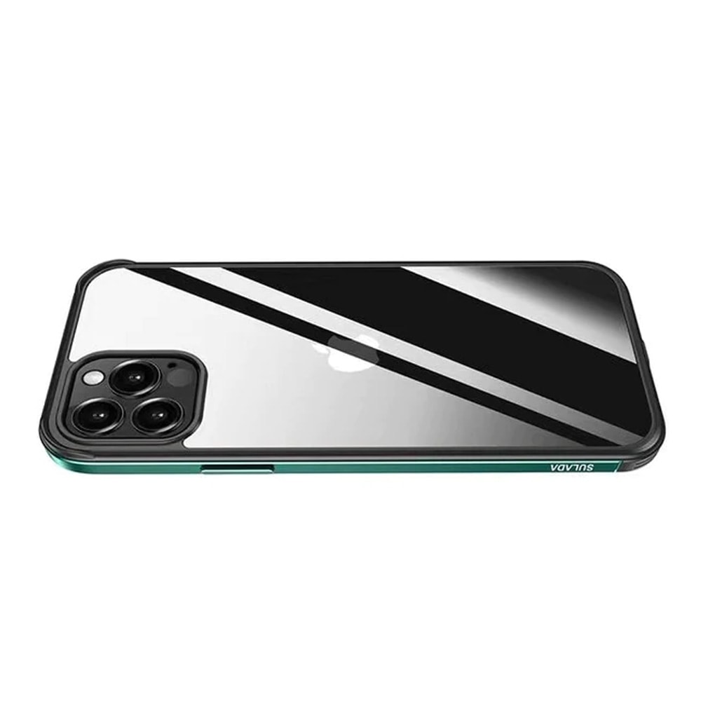 Etui do iPhone 13 Pro Max krystaliczny tył z metalową ramką, trwałe, eleganckie Sulada oryginal, zielone