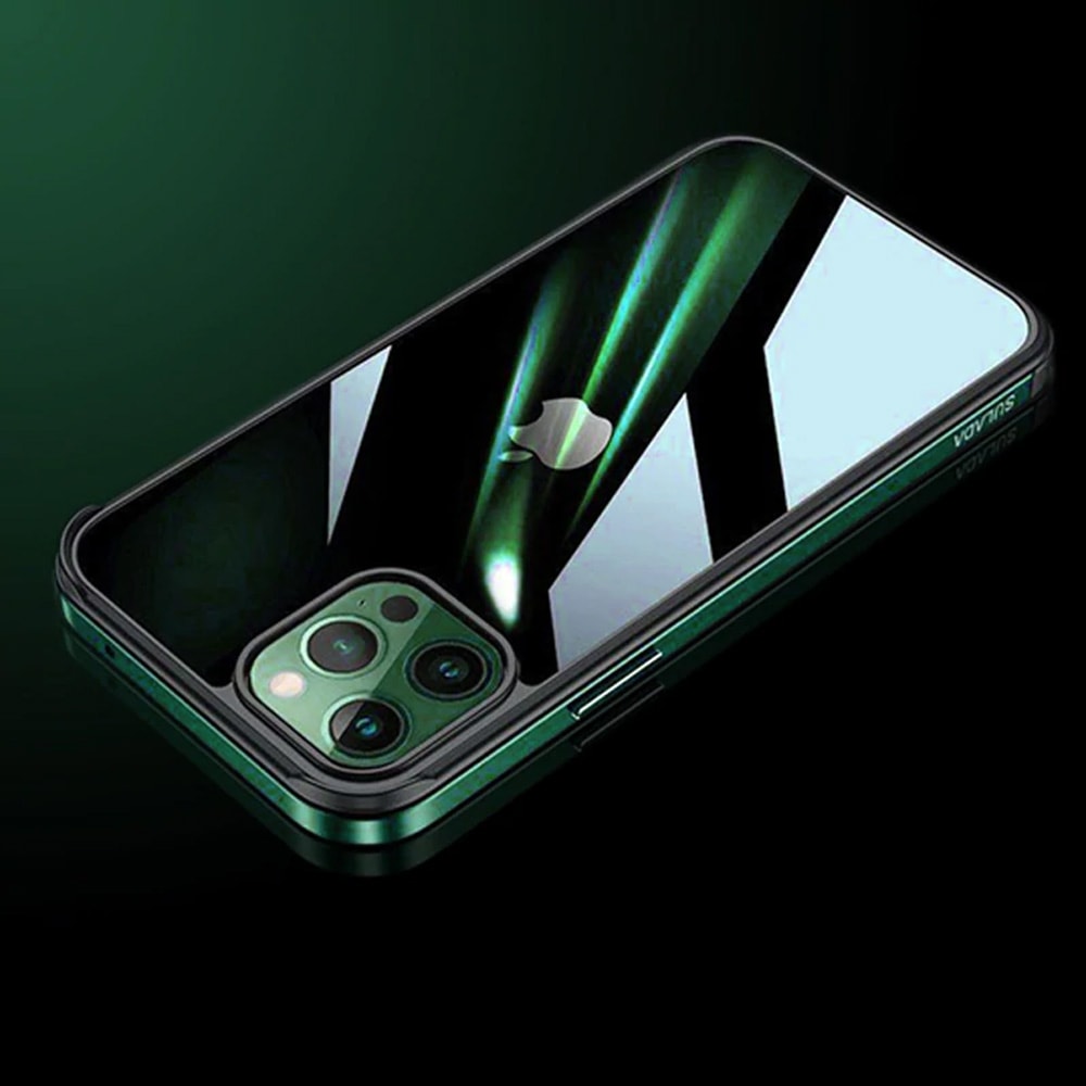 Etui do iPhone 13 Pro Max krystaliczny tył z metalową ramką, trwałe, eleganckie Sulada oryginal, zielone