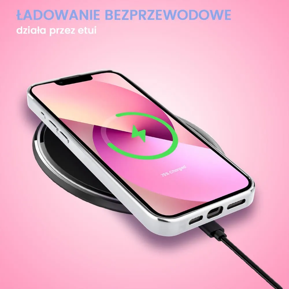 Etui do iPhone 13, Elite Glass 3D, szklany tył, letnie kwiaty o zachodzie słońca, srebrne