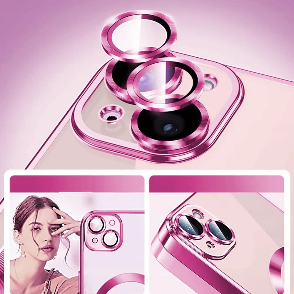 Etui do iPhone 13 Slim Protect Full Cover MagSafe Hard Back, twardy tył, przeźroczyste, różowe