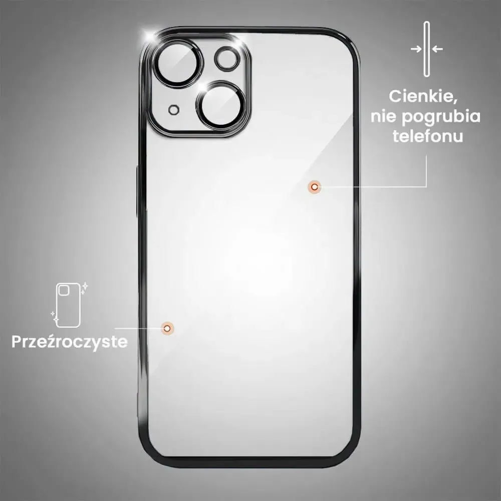 Etui do iPhone 13 Slim Protect Full Cover z osłoną kamery i obiektywów 9H, czarne grafitowe (OUTLET)