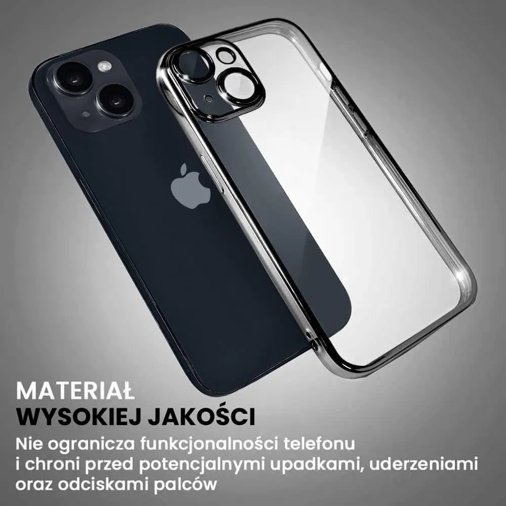 Etui do iPhone 13 Slim Protect Full Cover z osłoną kamery i obiektywów 9H, czarne grafitowe (OUTLET)