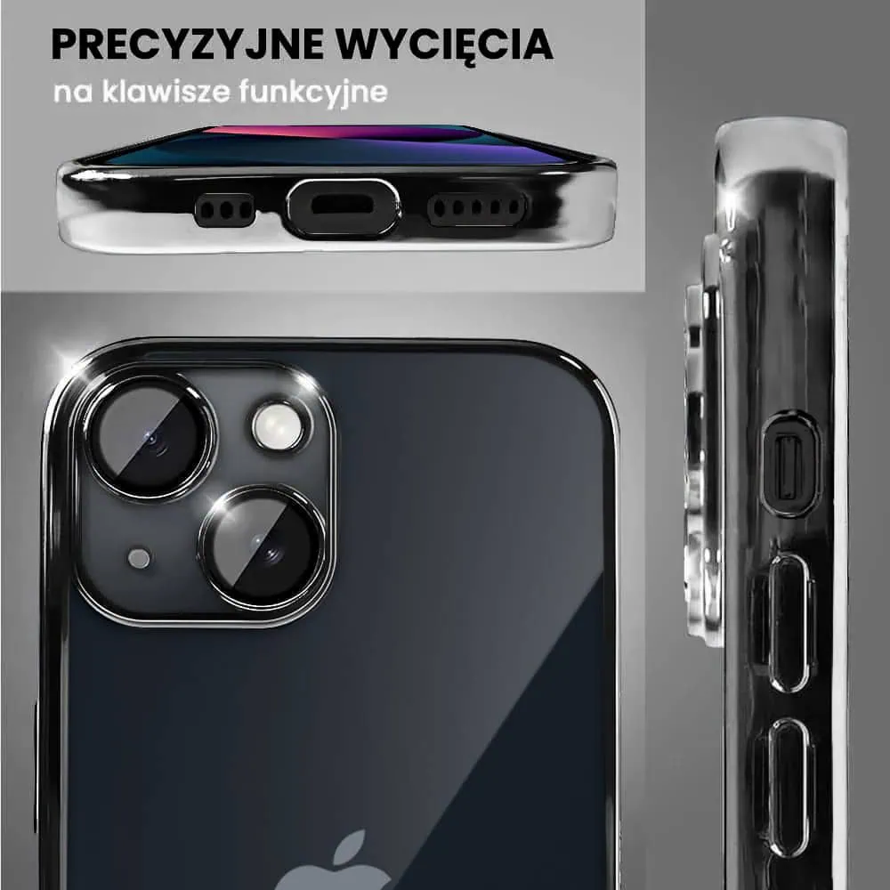 Etui do iPhone 13 Slim Protect Full Cover z osłoną kamery i obiektywów 9H, czarne grafitowe (OUTLET)