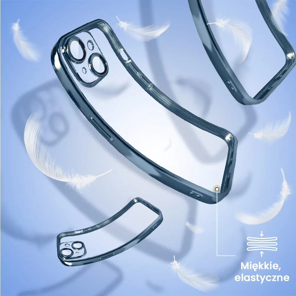 Etui do iPhone 14 Plus Slim Protect Full Cover z osłoną kamery i obiektywów 9H, górski niebieski