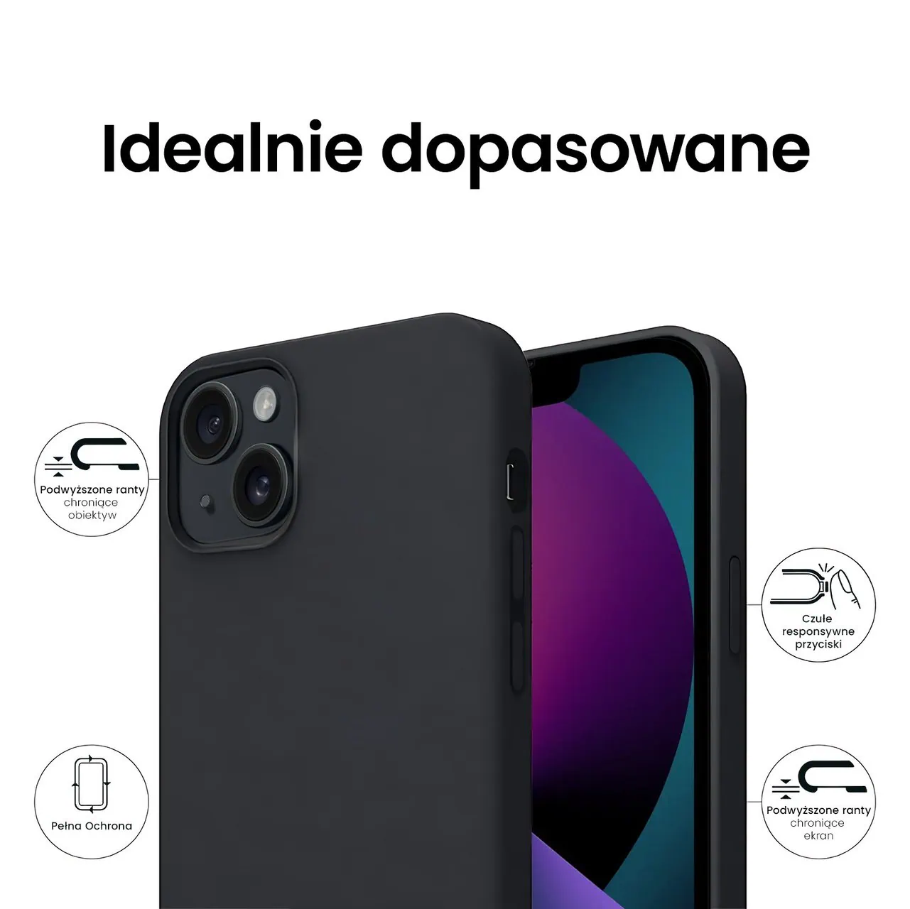 Etui do iPhone 13 Soft Lux matowe z mikrofibrą, trójwarstwowa ochrona, czarne