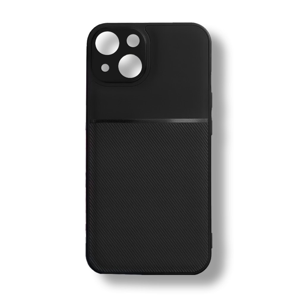 Etui do iPhone 13 biznesowe z karbonem, wytrzymałe, osłona na aparat, czarne