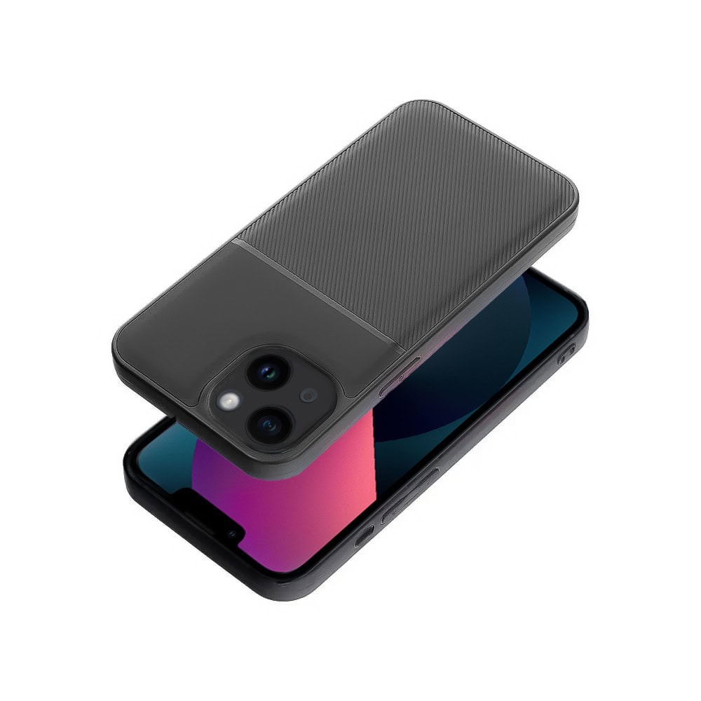 Etui do iPhone 13 biznesowe z karbonem, wytrzymałe, osłona na aparat, czarne