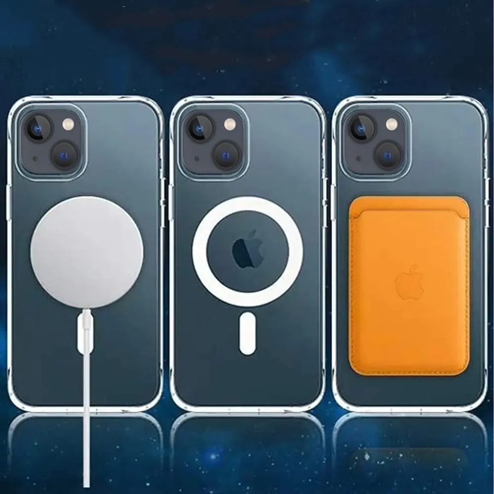 Etui do iPhone 13 cienkie, z osłoną na aparat, szklany tył z MagSafe, przeźroczyste