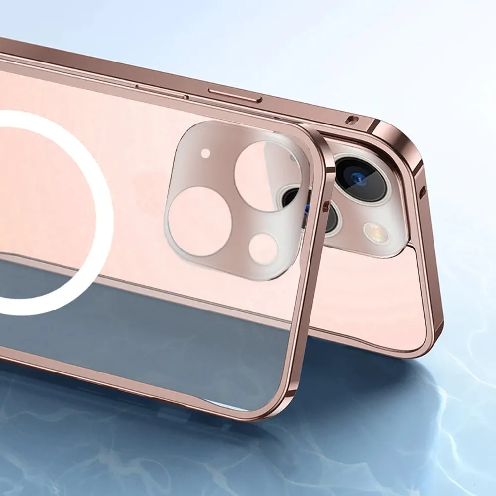 Etui do iPhone 13 Magsafe Armor metalowa ramka, twarde aluminium, różowe złoto