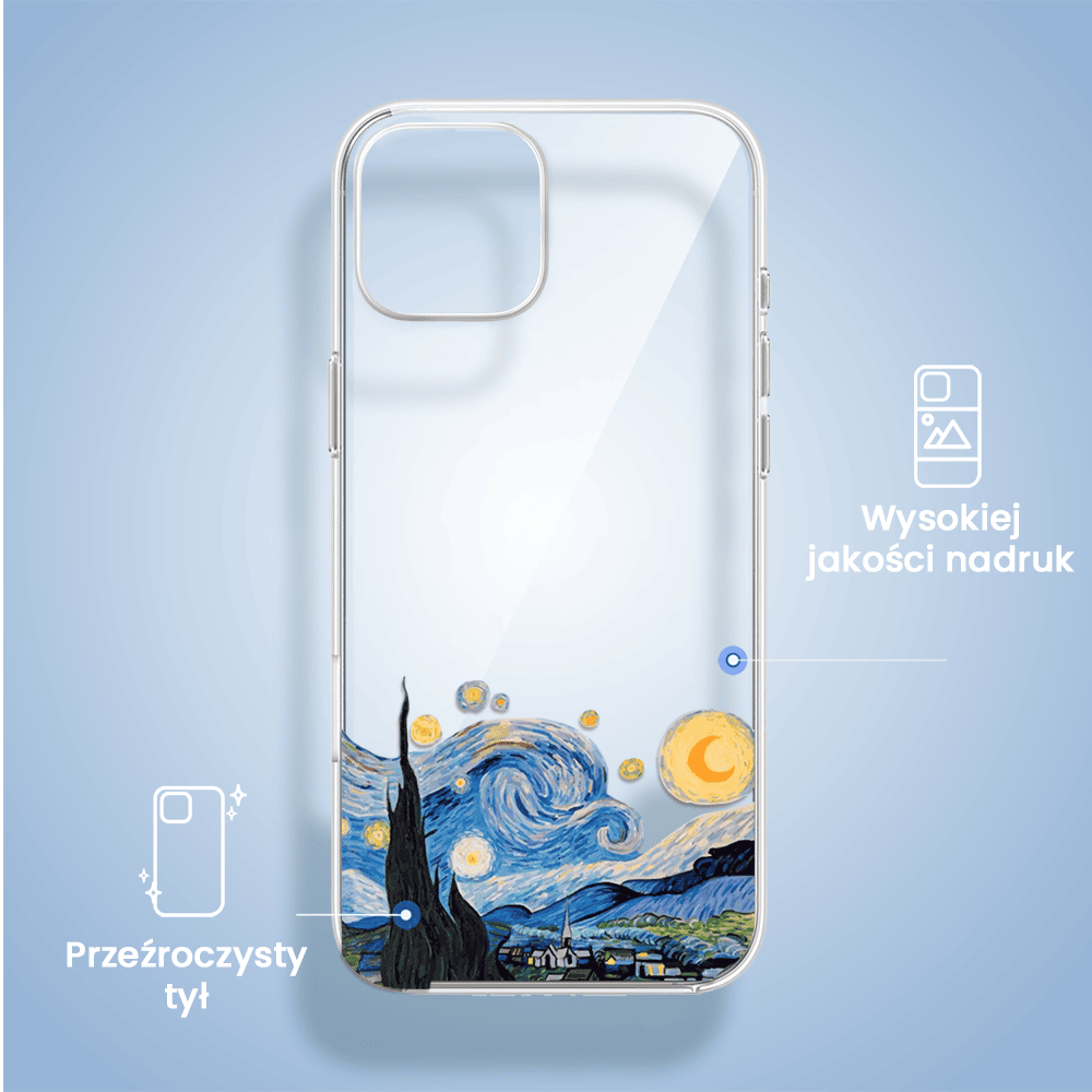 Etui do iPhone 13, obraz Van Gogh, przeźroczyste
