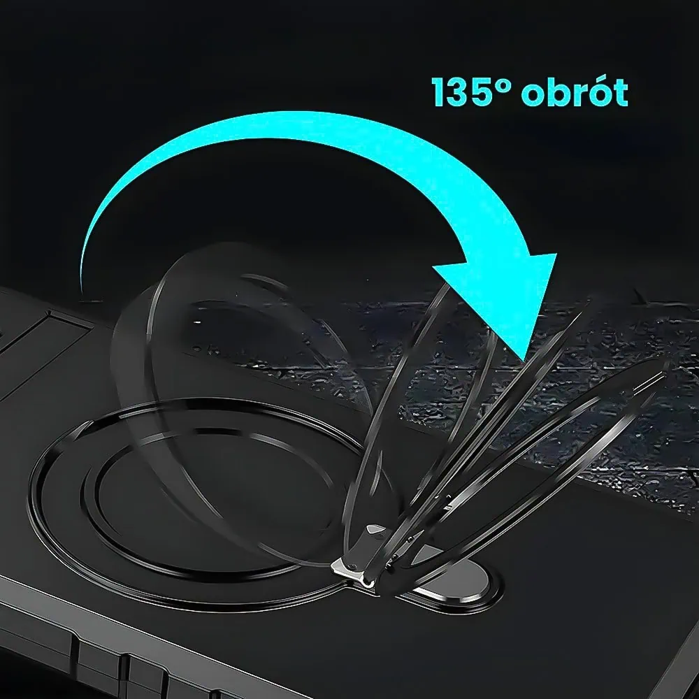 Etui do iPhone 13, pancerne, z osłoną aparatu i metalową podstawką MagSafe, czarne