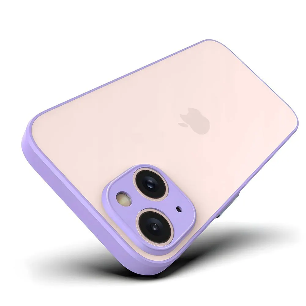 Etui do iPhone 13 Mini półprzeźroczyste matowe z ochroną aparatu, fioletowe