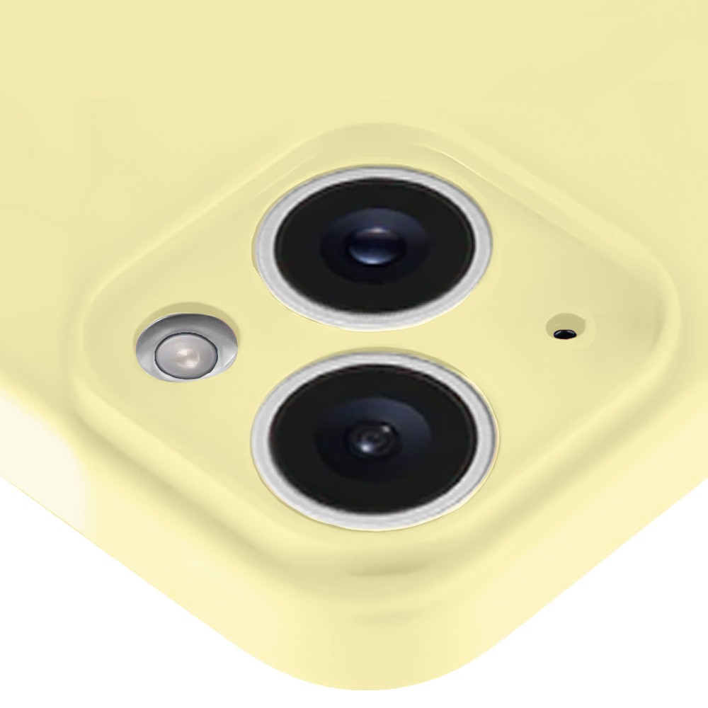 Etui do iPhone 13 silikonowe z mikrofibrą soft touch, jasny żółty